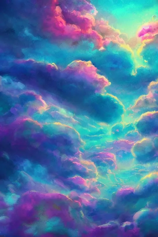 Prompt: beautiful digital matter cinematic painting of fantasy tree and candy cloud sky watercolor ocean with swirling colors vaporwave greg rutkowki artstation