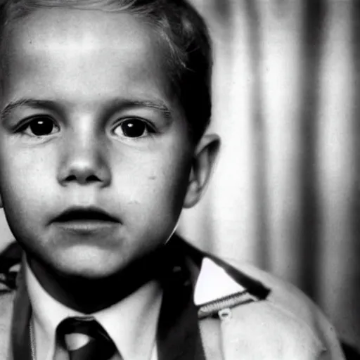 Image similar to a face portrait of joe biden at 6 years old. photography.