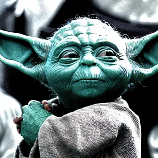 Image similar to yoda performing at woodstock