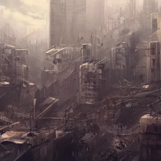 Image similar to dystopian regime concrete megacity, depressing, artstation