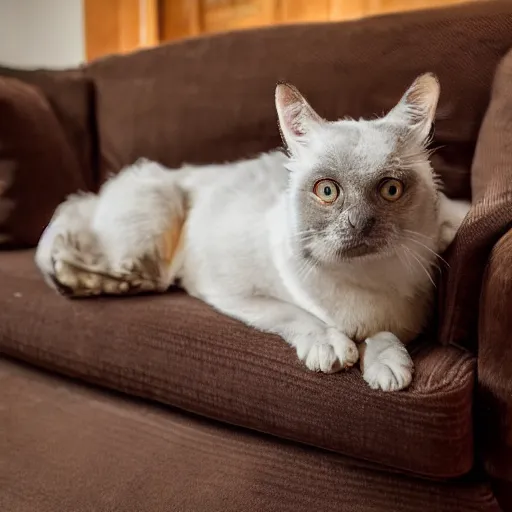 Image similar to cozy wide picture of older handsome lord richard is sitting gracefully on a sofa, his eyes look wise, happy wise. he has bouncy belly, oh he is a human by the way