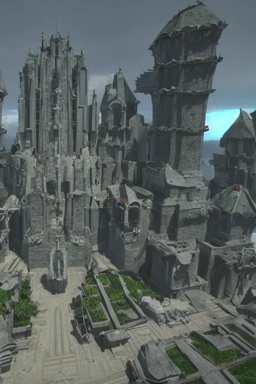 Image similar to Combine Citadel in a utopian setting, rendered in unreal engine 5