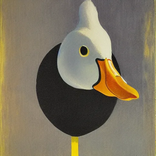 Prompt: a duck on the prowl oil painting barnett newman