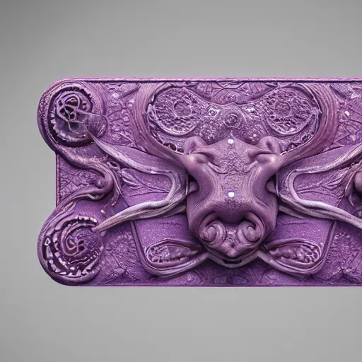 Image similar to close - up lilac envelope closed with wax seal with octopus crest, intricate hyper detailed ultra sharp, sharp focus, global illumination, painting, museum, masterpiece, vermeer, radiant light, alexandre ferra, irakli nadar, octane render, unreal engine, 4 k, ultra hd,