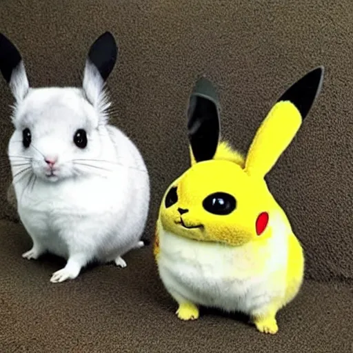 Prompt: cross between a pikachu and a chinchilla pikachu