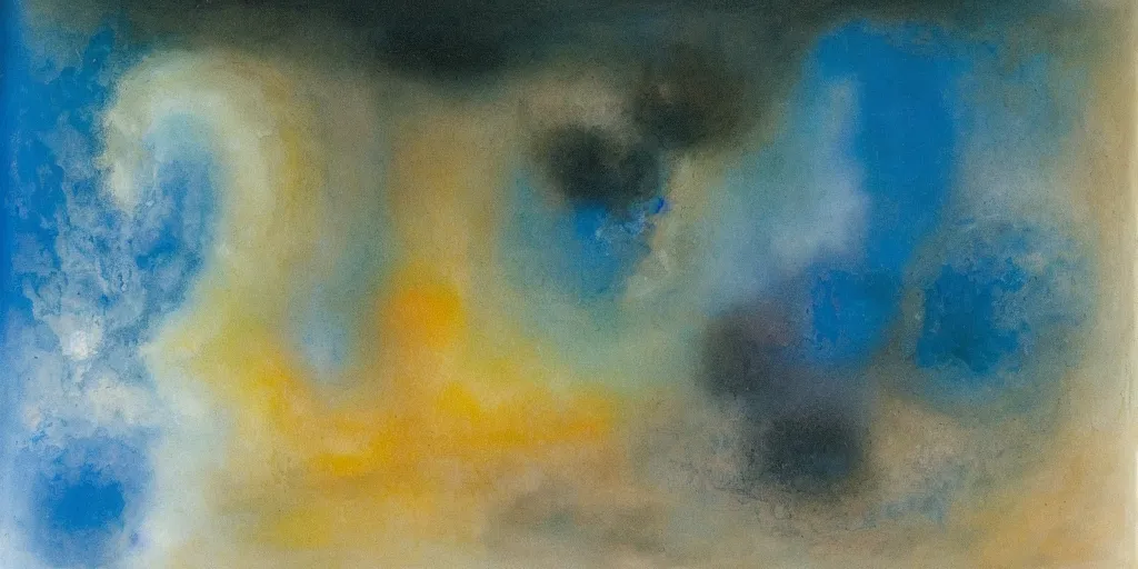 Image similar to the inner structure of quantum reality waves. Oil on canvas. Modern painting. Zao Wou-ki.