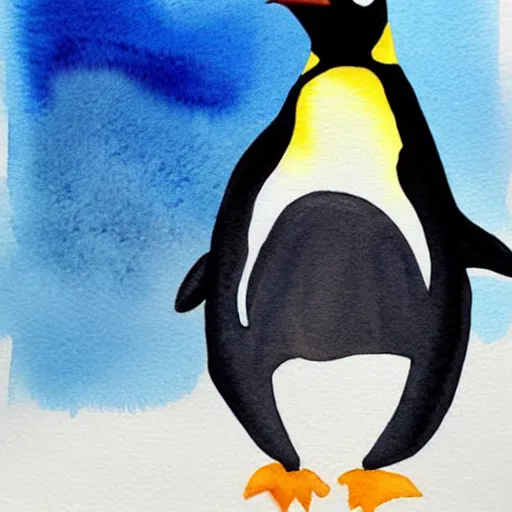 Prompt: Watercolor painting of a penguin