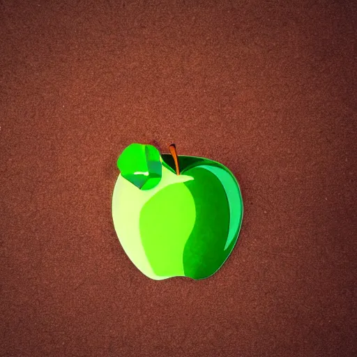 Image similar to studio shot of green apple shaped like a dog, isometric perspective, green background