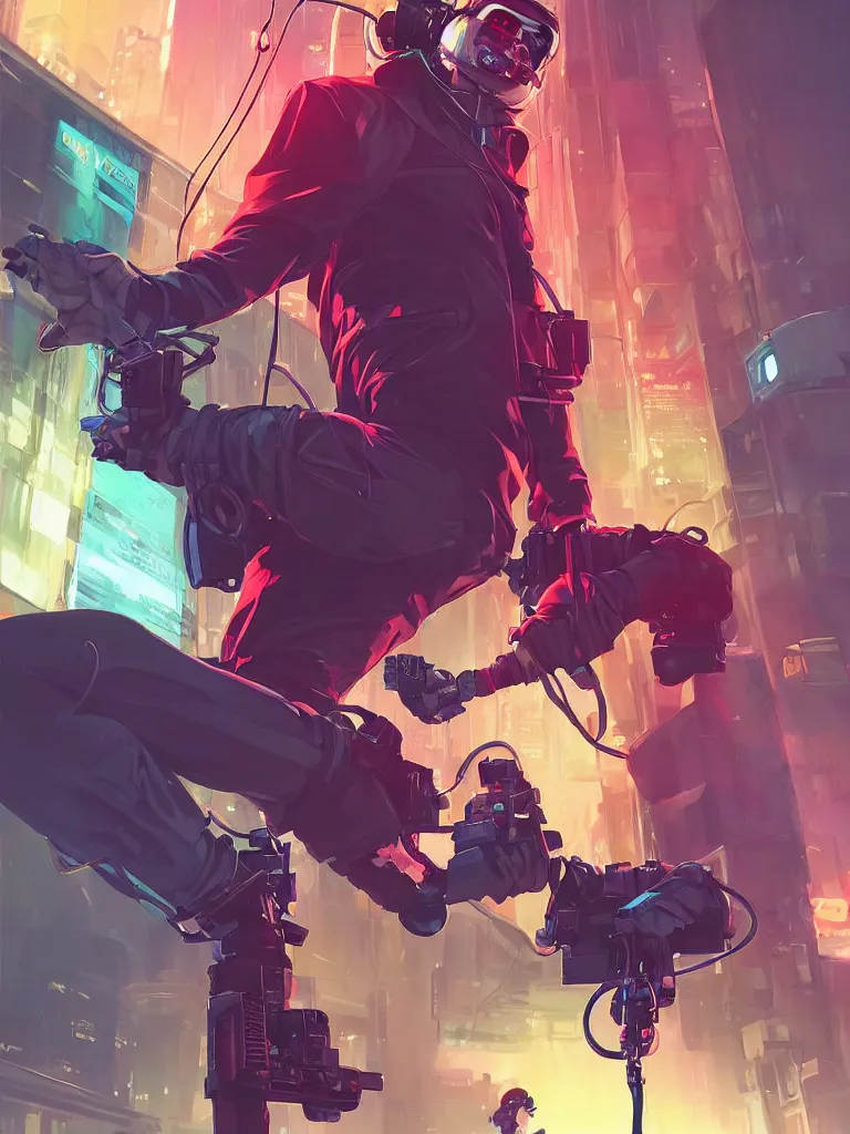 Image similar to cyberpunk hacker with server, lots of wires, art gta 5 cover, official fanart behance hd artstation by jesper ejsing, by rhads, makoto shinkai and lois van baarle, ilya kuvshinov, ossdraws