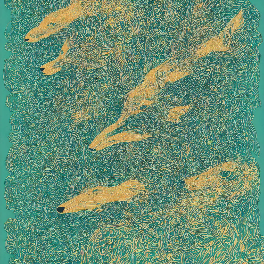 Image similar to thin long continuous lines form fox head by victo ngai