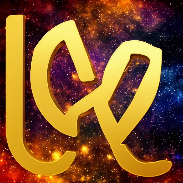 Image similar to letter q in gold style on space background, cinematic, highly detailed