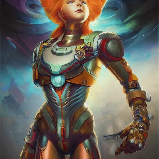 Image similar to full body portrait of samus aran illustrated by tom bagshaw and peter mohrbacher, hyper detailed, intricate, complex, 8 k, trending on cg society, crisp