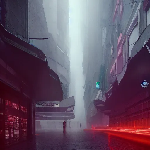 Image similar to a foggy night in milano in 2 0 7 9, cyberpunk future, distopic, cinestill, photography, realistic, hyper detailed, unreal engine, cinematic, octane render