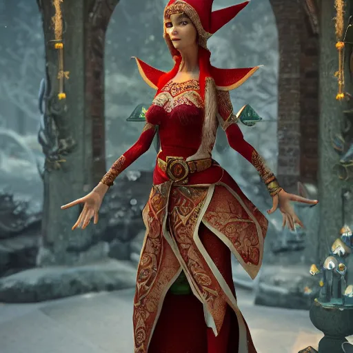 Prompt: beautiful elf with ornate robes, highly detailed, 4k, HDR, award-winning, artstation, octane render
