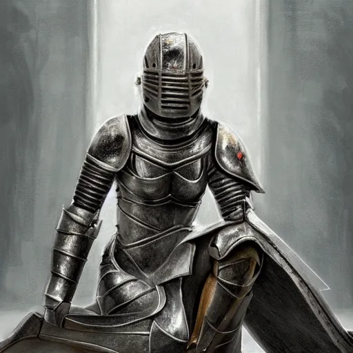 Prompt: a female knight kneeling in front of an alter, artstation hall of fame gallery, editors choice, #1 digital painting of all time, most beautiful image ever created, emotionally evocative, greatest art ever made, lifetime achievement magnum opus masterpiece, the most amazing breathtaking image with the deepest message ever painted, a thing of beauty beyond imagination or words