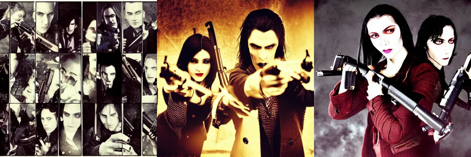 Prompt: <photograph accurate=true quality=very-high vampires=perfect>Vampires Holding Guns</photograph>