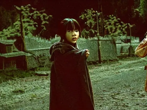 Prompt: full - color still from a 2 0 0 2 live - action tv drama adaptation of haibane renmei. cozy ; peaceful ; bucolic ; quaint.