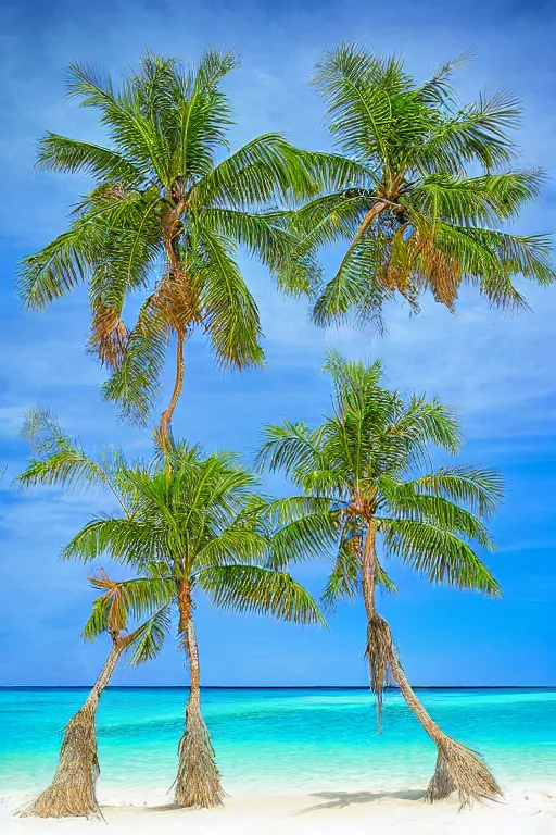 Image similar to palms lean over crystal clear water, photograph by scott westmoreland