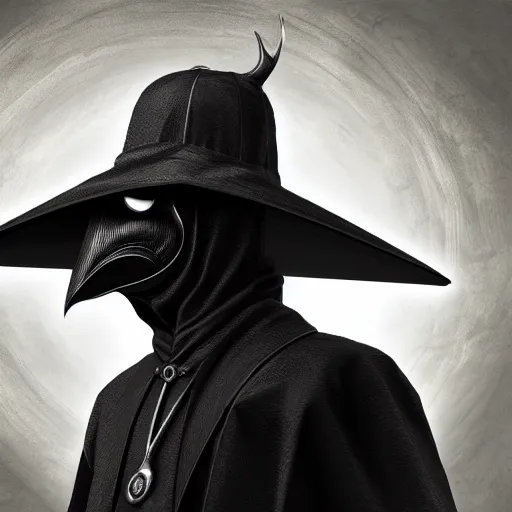 Prompt: a beautiful portrait of a futuristic plague doctor, posing, symmetrical composition, centred composition, black Filigree armour, mid view, very detailed render, very realistic render, elegant render, rendered in unreal engine and cryengine