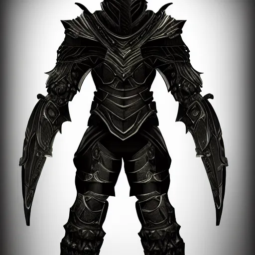 Image similar to a highly detailed digital art of a man wearing a epic shadow armor