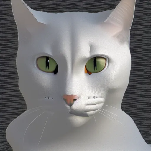 Prompt: left side of cat 3d rendering