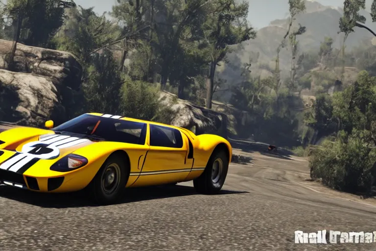 Image similar to photograph of a 1 9 2 2 ford gt 4 0, by red dead redemption 2, by grand theft auto v