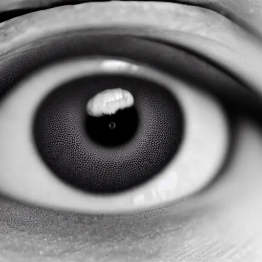 Prompt: detailed 4k photo of a grey eye