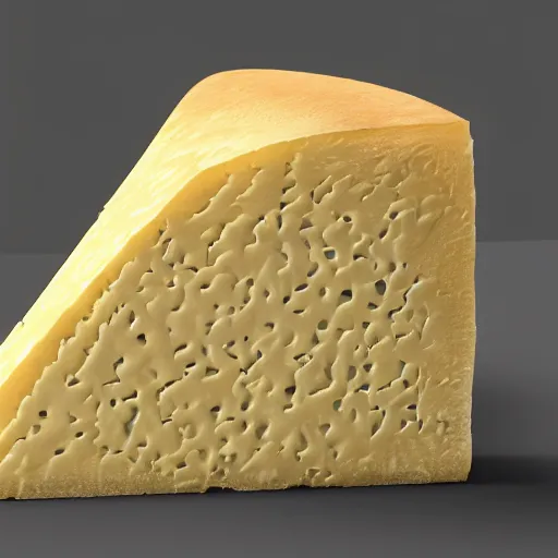 Prompt: an ultrarealistic render of a wedge of Swiss cheese, close up, textured, blank background, 4k