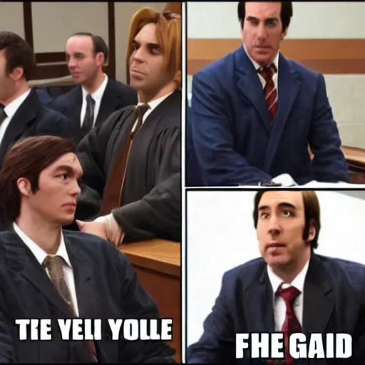 Image similar to Saul Goodman and Phoenix Wright in court