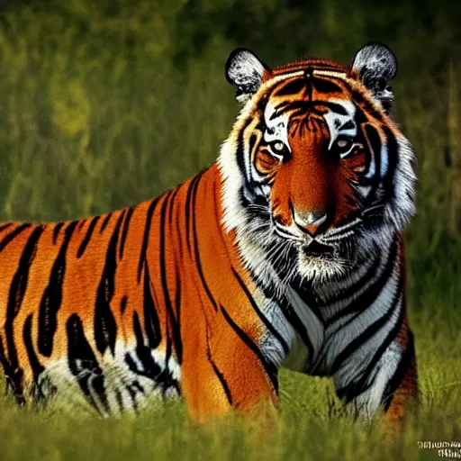 Image similar to tiger elephant hybrid, bold natural colors, national geographic photography, masterpiece, full shot