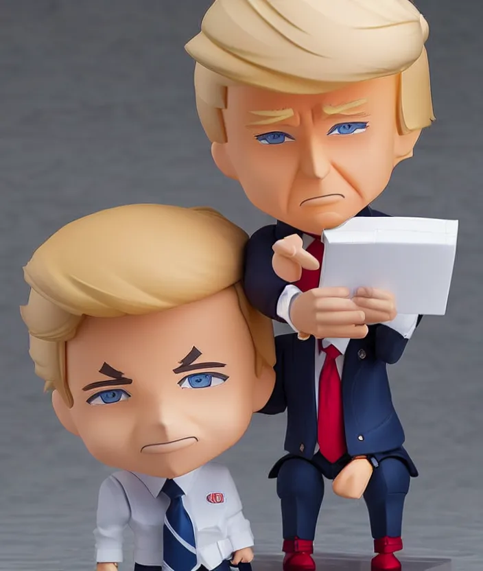 Image similar to one donald trump nendoroid, well - designed, proportional, realistic lighting