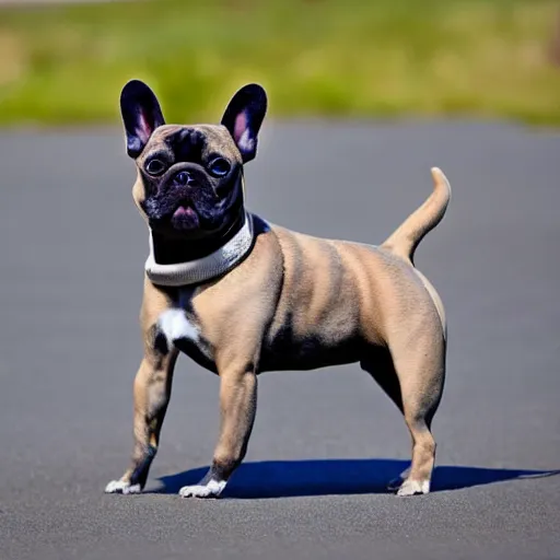 Prompt: A French Bulldog ballet dancer