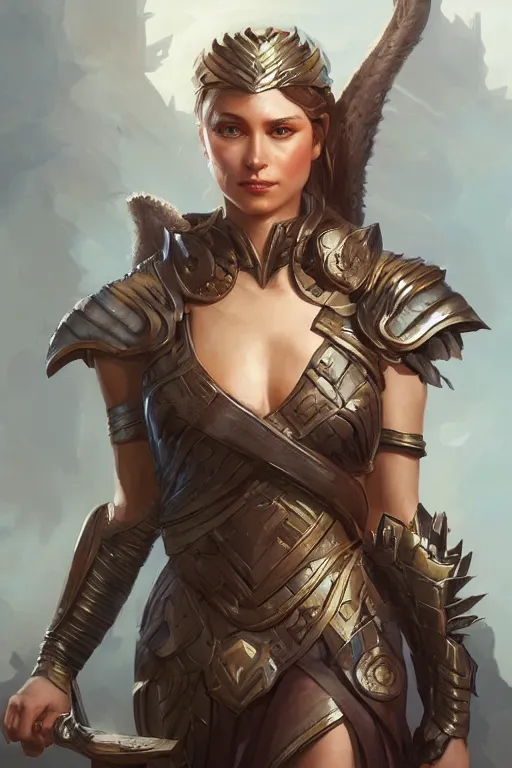 Image similar to amazon valkyrie athena, d & d, fantasy, portrait, highly detailed, headshot, digital painting, trending on artstation, concept art, sharp focus, illustration, art by artgerm and greg rutkowski and magali villeneuve