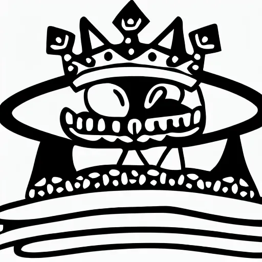 Prompt: pig wearing a crown thick lines black and white simple illustration 8k