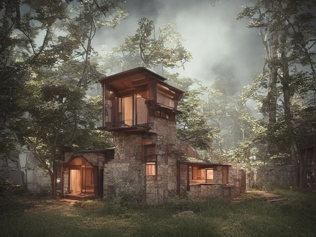 Image similar to “A medieval tiny home in tokyo by Julius Shulman, octane render, cgsociety, digital art”