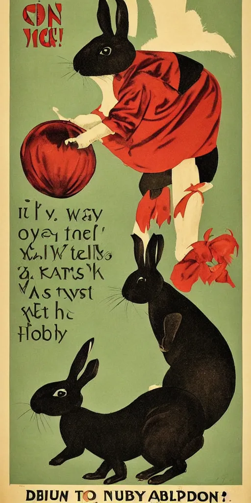 Image similar to a 1 9 2 0 s poster advertising a rabbit