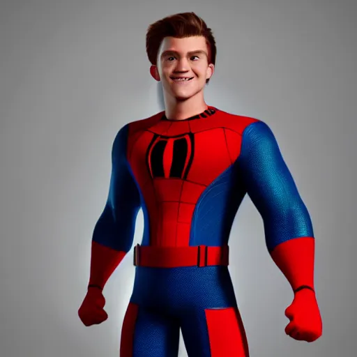 Image similar to “portrait of tom holland as mr incredible, photorealistic, hd, octane render”