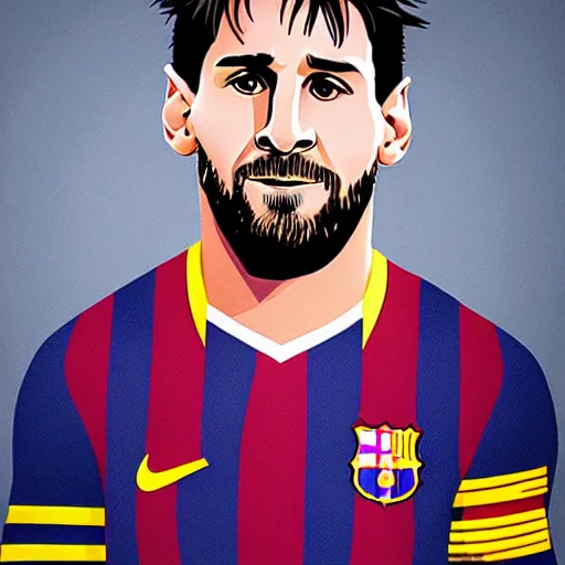 Image similar to a portrait of lionel messi by mike allred