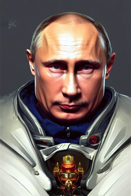 Image similar to vladimir putin as a robotnik, realistic portrait, symmetrical, highly detailed, digital painting, artstation, concept art, smooth, sharp focus, illustration, cinematic lighting, art by artgerm and greg rutkowski and alphonse mucha