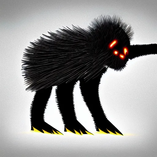 Image similar to menacing aggressive black creature made out of needles, archaic demon, in a gas station, aggressive fluorescent industrial lighting, extremely detailed digital art