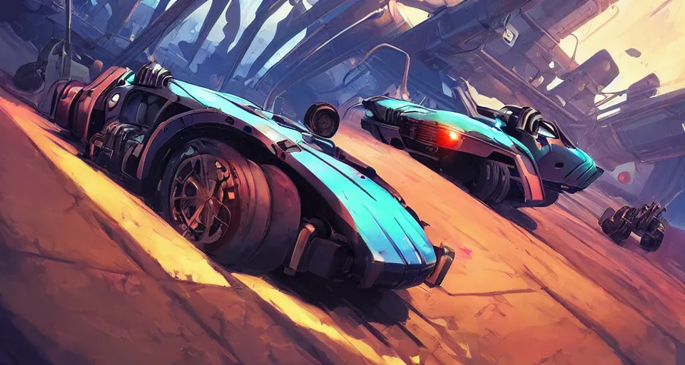 Prompt: cybersteam rollcage racer vehicule tank concept design mad max cars super rocket league global illumination ray tracing hdr chromed reflexion, gta 5 comics official fanart artstation by jesper ejsing, by rhads, makoto shinkai and lois van baarle, ilya kuvshinov, ossdraws, by feng zhu