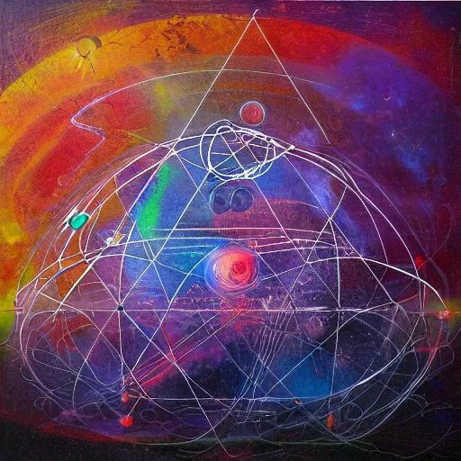 Image similar to elysium mothership retribution scarce color palette cold power-line alienated scenery in a dream subconscious cavern sacred geometry canvas carefully structured abstract expressionism painting on canvas by Eeede Aaa (2041)