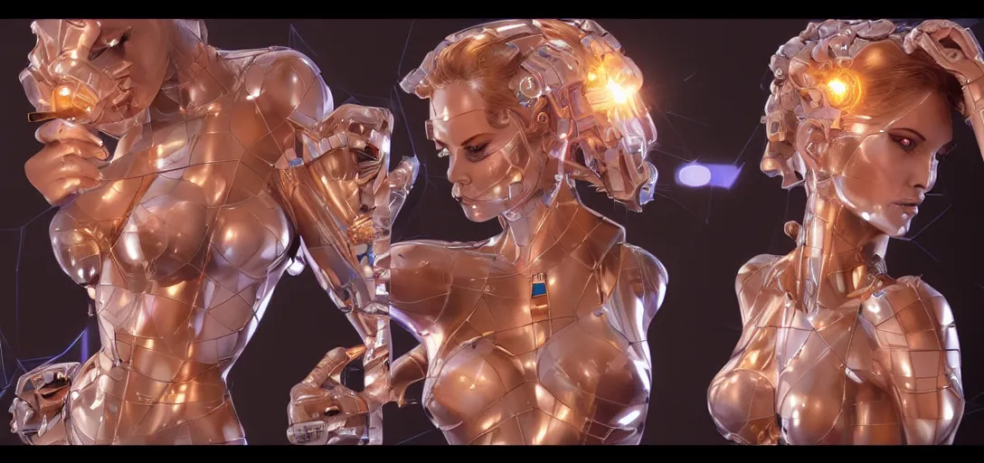 Image similar to beauty woman made of small cubes and lasers, very detailed, dramatic lighting, mechanical details, electrical details, high details, 4k, 8k, trending on artstation, by Hajime Sorayama and Boris Vallejo