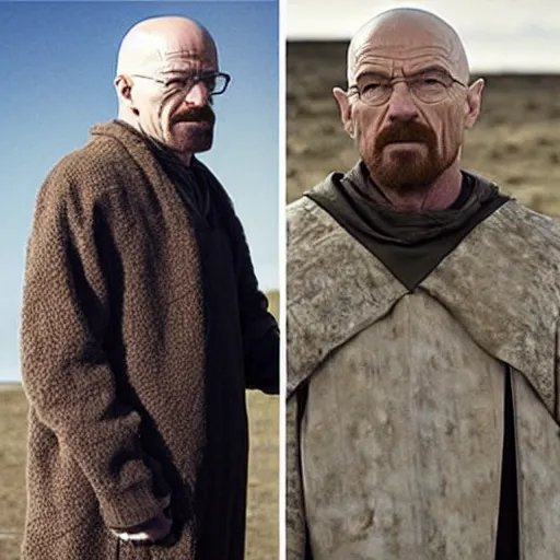 Image similar to walter white dresses like a knight from game of thrones