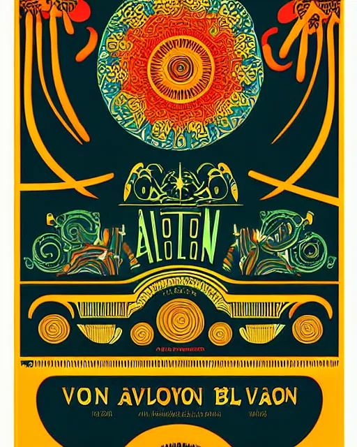 Image similar to avalon ballroom poster art by victor moscoso, hd vector art, award winning on behance