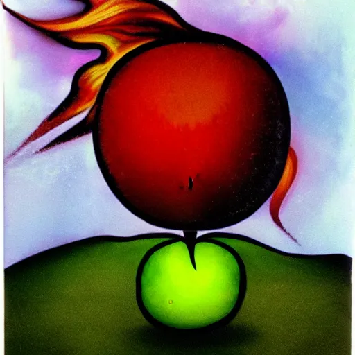 Image similar to an apple exploding with lightning