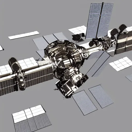 Image similar to concept art of space station in a first - angle projection