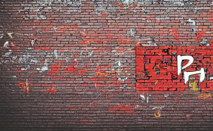 Prompt: a brick wall with graffiti with the letters b i t c h