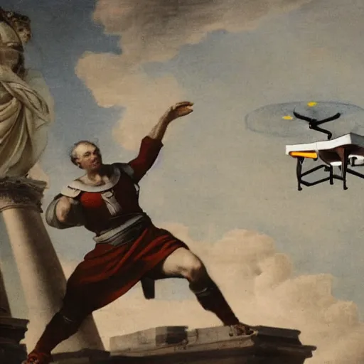 Image similar to julius caesar flying a drone