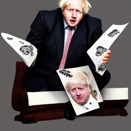 Prompt: portrait of Boris Johnson in the style of Monty Python